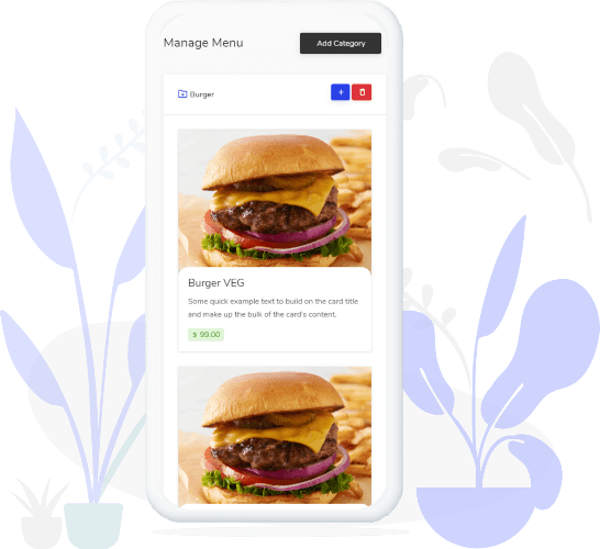 QuickQR menu management screenshot
