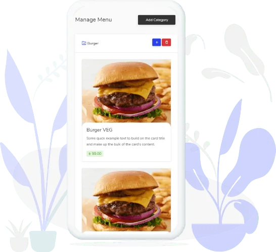 QuickQR menu management screenshot