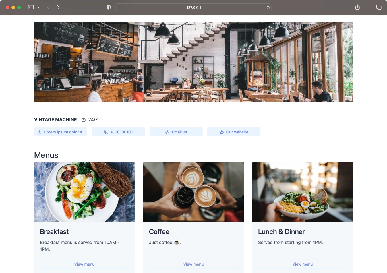 66qrmenu store page example